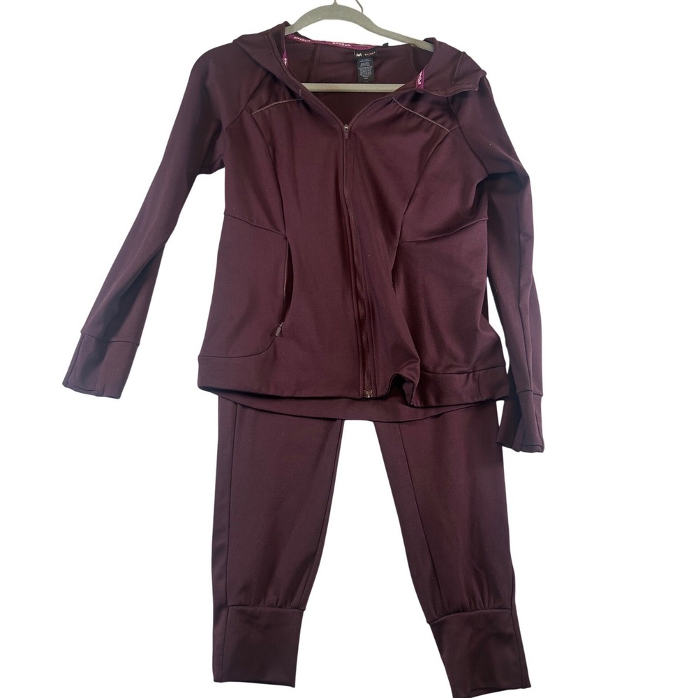 Spyder Active Womens Burgundy Full Zip Hoodie Jogger Track Suit Hoodie M Pants S